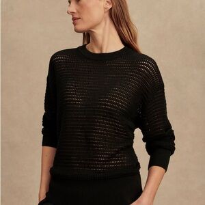 Varley Kershaw Black Open Knit Women's Sweater XL